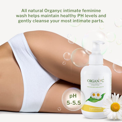 Organyc - Intimwaschgel für empfindliche Haut - Frei von Chlor, Parabenen, SLS/SLES und synthetischen Duftstoffen - 2er-Pack à 250 ml mit Kamille