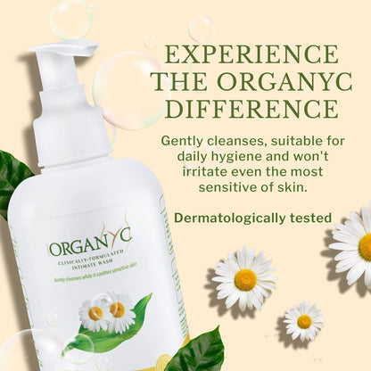 Organyc - Intimwaschgel für empfindliche Haut - Frei von Chlor, Parabenen, SLS/SLES und synthetischen Duftstoffen - 2er-Pack à 250 ml mit Kamille