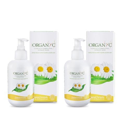 Organyc - Intimwaschgel für empfindliche Haut - Frei von Chlor, Parabenen, SLS/SLES und synthetischen Duftstoffen - 2er-Pack à 250 ml mit Kamille