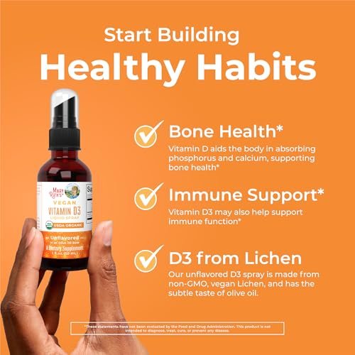 MaryRuth Organics Vitamin D Flüssig – USDA Bio Vitamin D3 Spray – Zuckerfrei, Vegan, Ohne Gluten – Immunsystem & Knochengesundheit – 30 Portionen