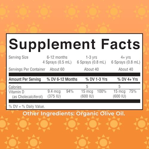 MaryRuth Organics Vitamin D Flüssig – USDA Bio Vitamin D3 Spray – Zuckerfrei, Vegan, Ohne Gluten – Immunsystem & Knochengesundheit – 30 Portionen