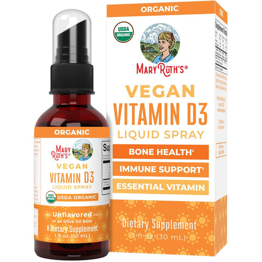 MaryRuth Organics Vitamin D Flüssig – USDA Bio Vitamin D3 Spray – Zuckerfrei, Vegan, Ohne Gluten – Immunsystem & Knochengesundheit – 30 Portionen