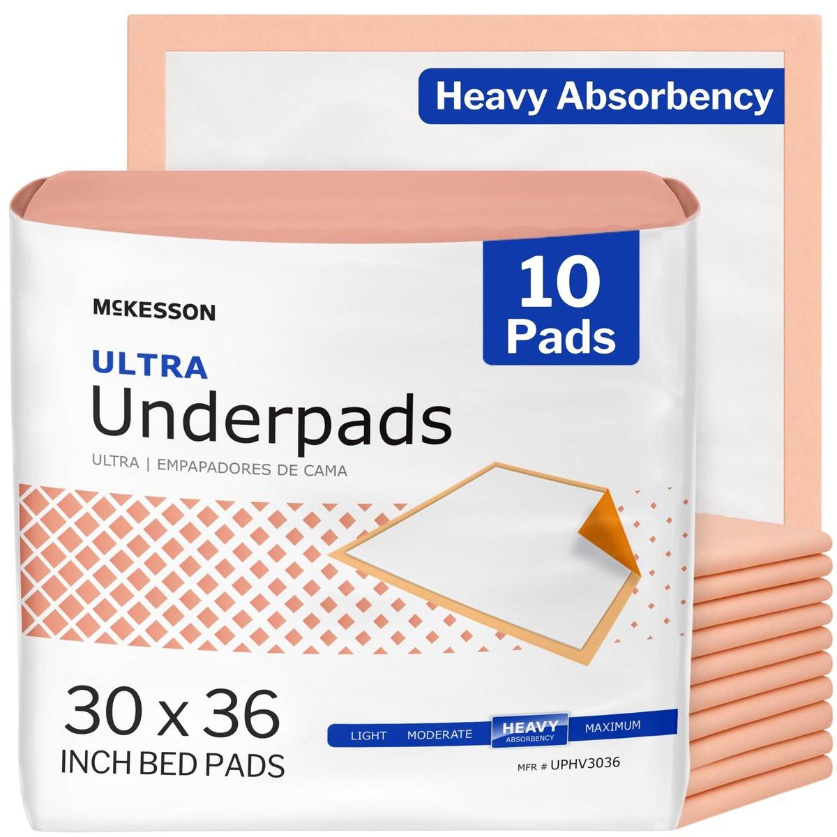 McKesson Einweg-Unterlagen für Bett, 30 x 36 Zoll [10 Stück], hohe Saugfähigkeit, Inkontinenz-Chux-Pads für Erwachsene, Senioren und Babys