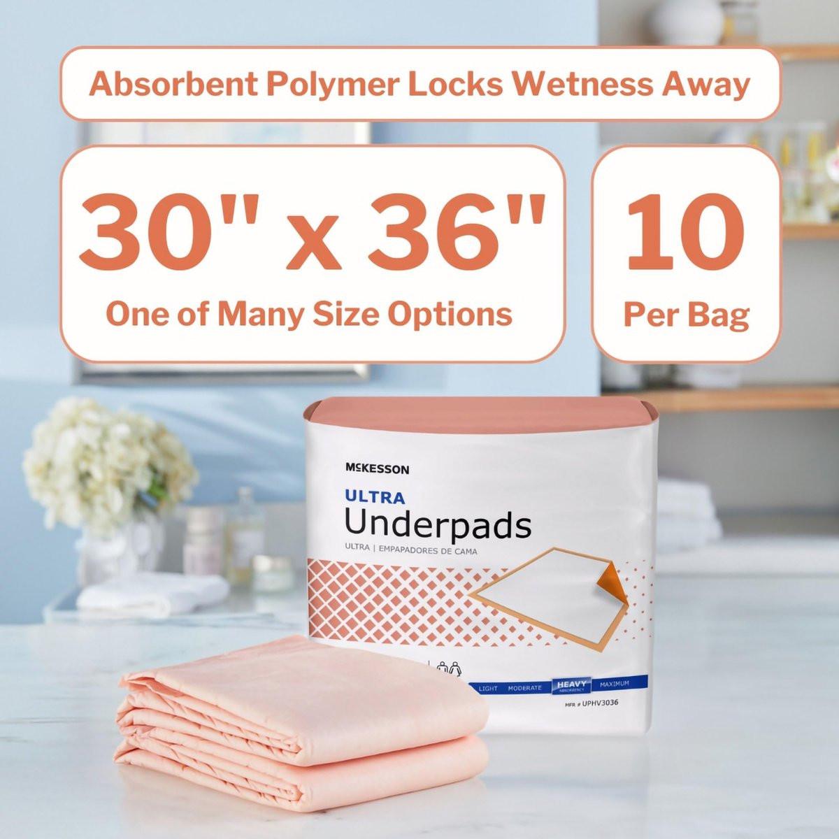 McKesson Einweg-Unterlagen für Bett, 30 x 36 Zoll [10 Stück], hohe Saugfähigkeit, Inkontinenz-Chux-Pads für Erwachsene, Senioren und Babys