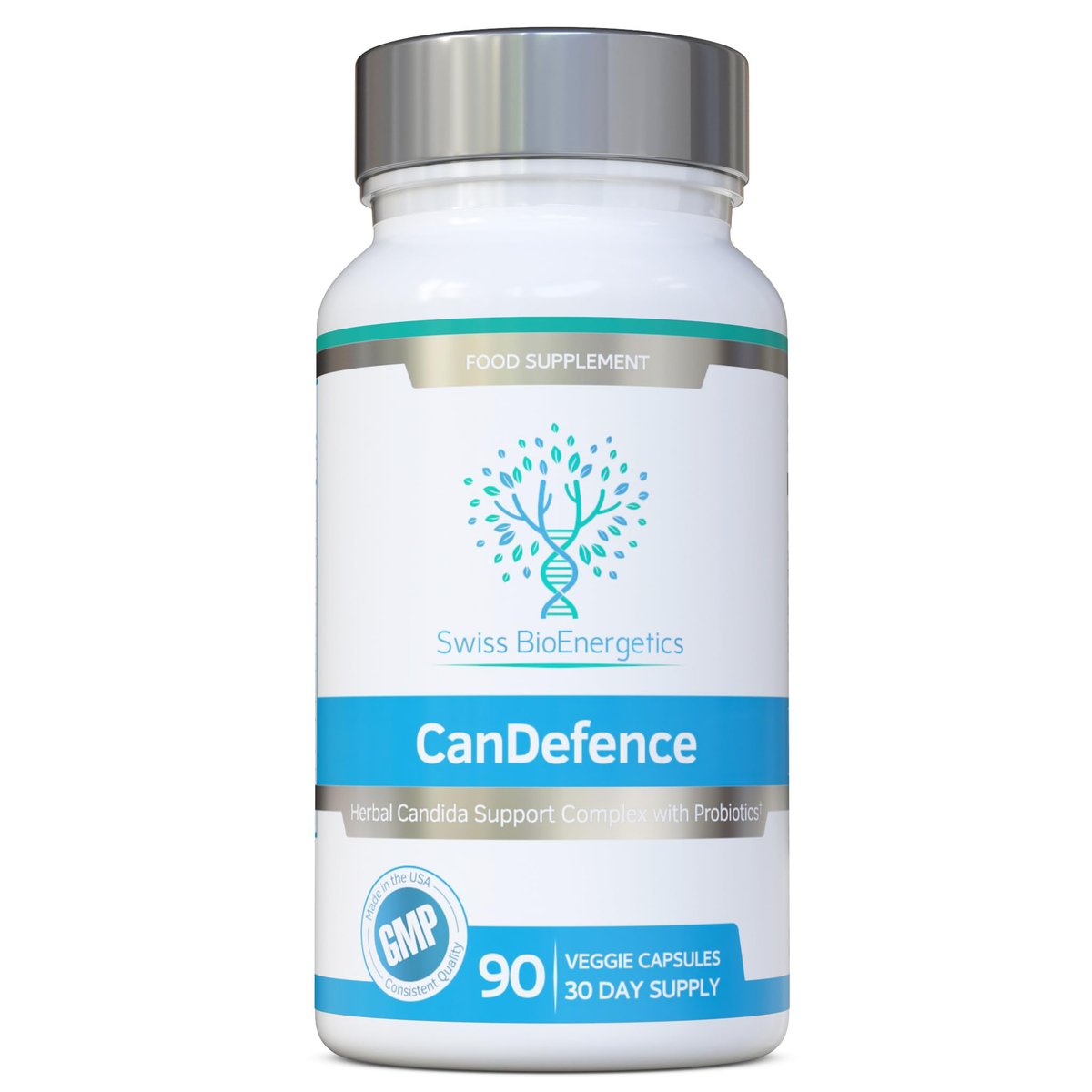 Swiss BioEnergetics CanDefence – Kräuter- und probiotische Verdauungsunterstützung mit Caprylsäure, Oregano, Knoblauch, Aloe Vera, Probiotika und Zink – 90 vegane Kapseln, 30-Tage-Vorrat