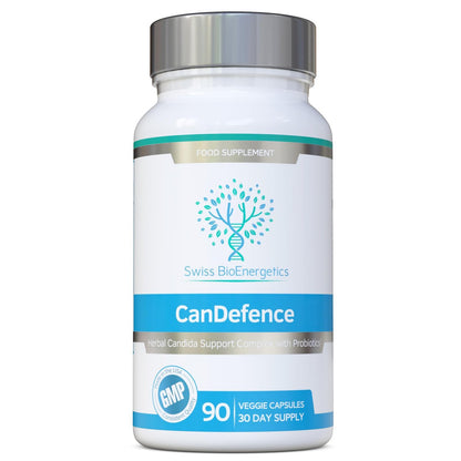 Swiss BioEnergetics CanDefence – Kräuter- und probiotische Verdauungsunterstützung mit Caprylsäure, Oregano, Knoblauch, Aloe Vera, Probiotika und Zink – 90 vegane Kapseln, 30-Tage-Vorrat