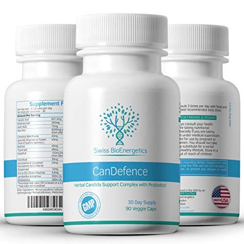 Swiss BioEnergetics CanDefence – Kräuter- und probiotische Verdauungsunterstützung mit Caprylsäure, Oregano, Knoblauch, Aloe Vera, Probiotika und Zink – 90 vegane Kapseln, 30-Tage-Vorrat