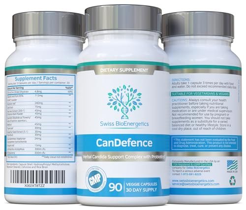 Swiss BioEnergetics CanDefence – Kräuter- und probiotische Verdauungsunterstützung mit Caprylsäure, Oregano, Knoblauch, Aloe Vera, Probiotika und Zink – 90 vegane Kapseln, 30-Tage-Vorrat