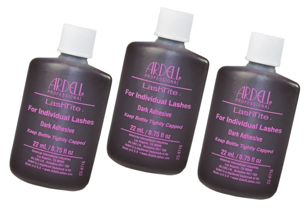 Ardell LashTite Dunkler Wimpernkleber – Langanhaltender Wimpernkleber für Einzel- & Cluster-Wimpern, wasserfester Wimpernkleber, 3er-Pack à 22 ml