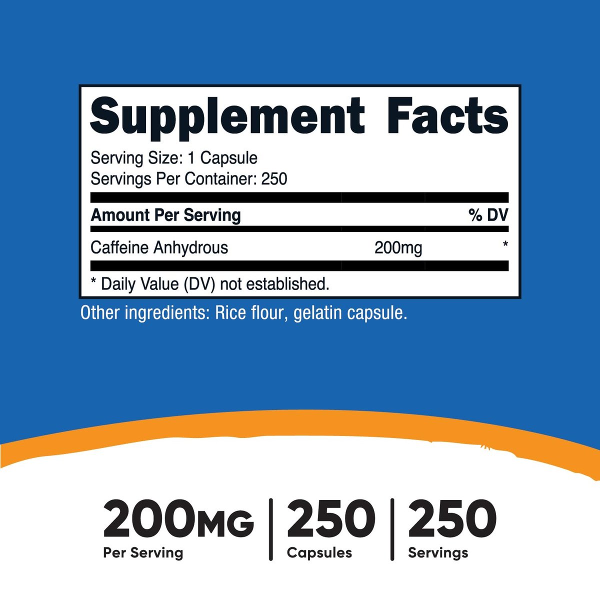 Nutricost Koffeinkapseln, 200 mg pro Portion (250 Kapseln) - Hochwertiges Nahrungsergänzungsmittel