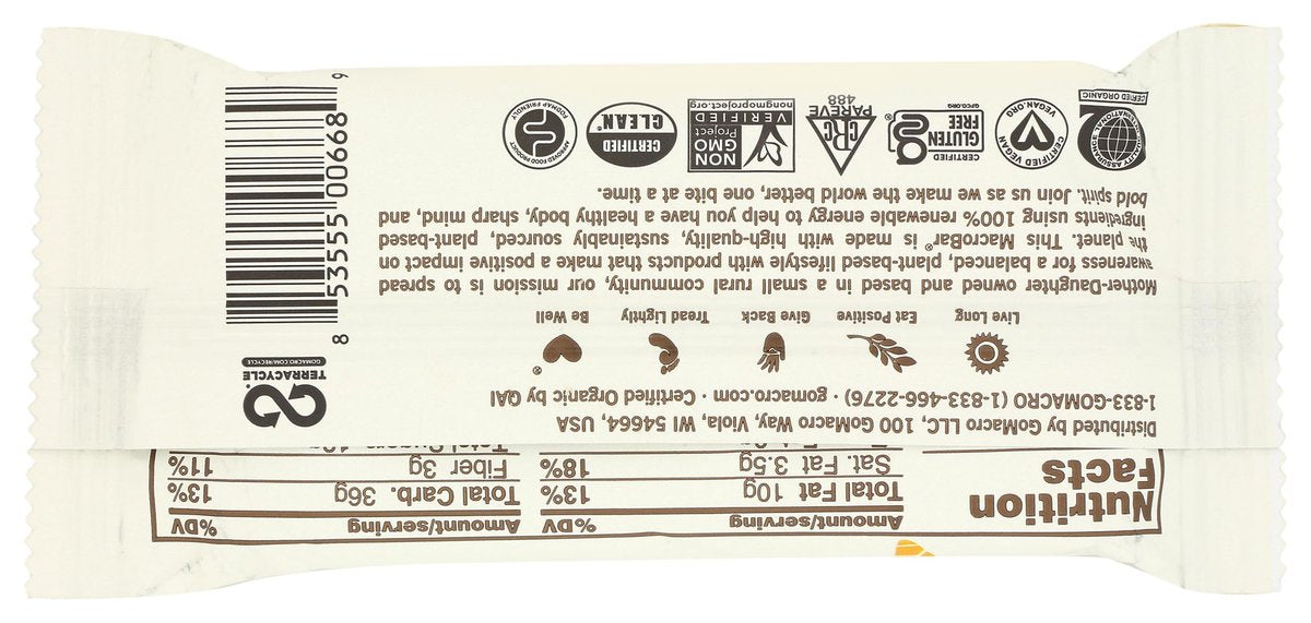 GoMacro MacroBar – Bio-veganer Proteinriegel mit Kokos, Mandelbutter & Schokoladenstückchen, 65 g