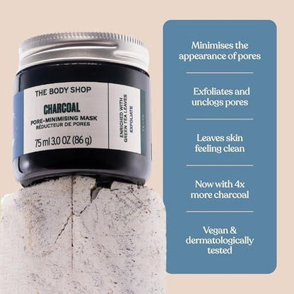 The Body Shop Aktivkohle-Maske zur Verfeinerung der Poren | Tonerde-basierte Peeling-Gesichtsmaske | Absorbiert überschüssiges Öl und zieht Unreinheiten heraus | Alle Hauttypen | 75 ml