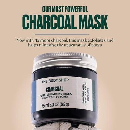 The Body Shop Aktivkohle-Maske zur Verfeinerung der Poren | Tonerde-basierte Peeling-Gesichtsmaske | Absorbiert überschüssiges Öl und zieht Unreinheiten heraus | Alle Hauttypen | 75 ml