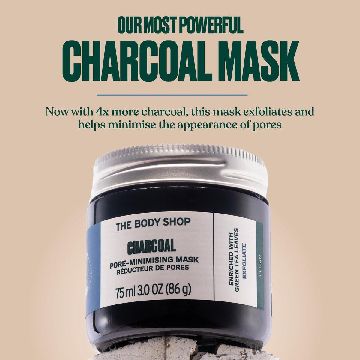 The Body Shop Aktivkohle-Maske zur Verfeinerung der Poren | Tonerde-basierte Peeling-Gesichtsmaske | Absorbiert überschüssiges Öl und zieht Unreinheiten heraus | Alle Hauttypen | 75 ml