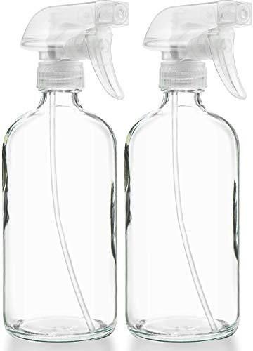 Sally's Organics® Leere Klarglas-Sprühflaschen – Nachfüllbare 16 oz Behälter für ätherische Öle, Reinigungsmittel, Aromatherapie, Pflanzenbesprühen oder Kochen – Zerstäuber mit Sprühnebel und Strahl – 2er-Pack