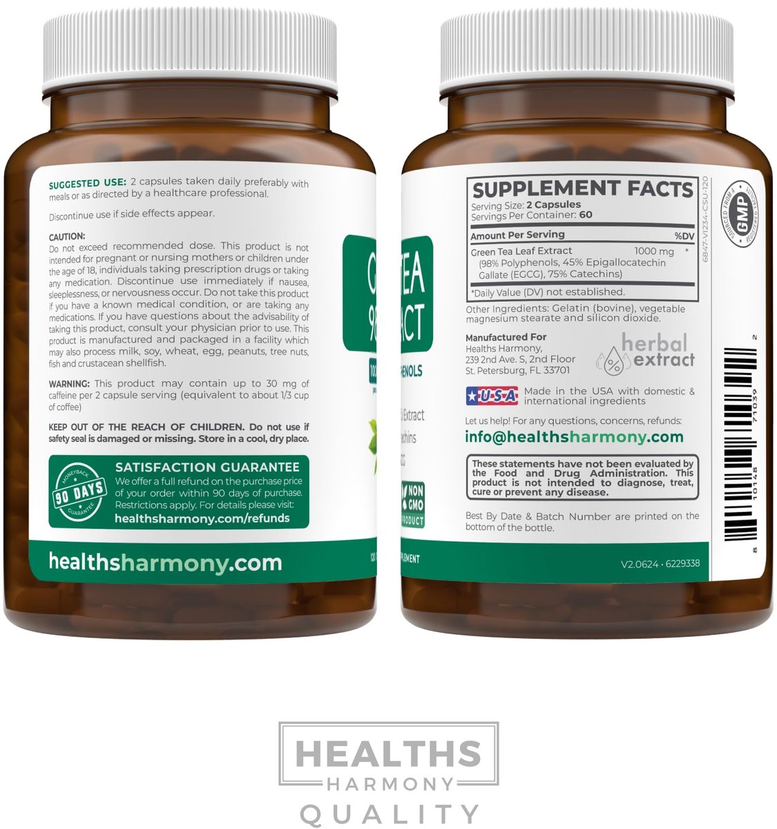 EGCG Grüntee-Extrakt Kapseln - Hochdosiert mit Polyphenolen, Catechinen und EGCG - 500 mg pro Kapsel - Non-GMO & hergestellt in den USA (2-Monats-Vorrat)