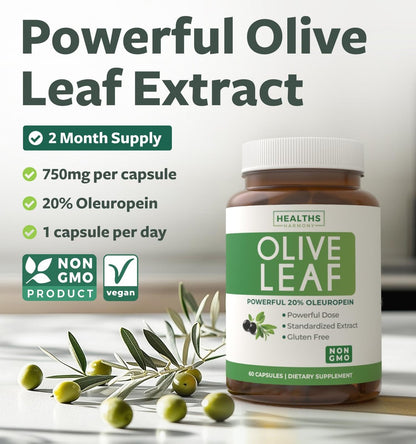 Super Strength Olivenblattextrakt Kapseln – Vegan, Non-GMO, 750 mg mit 20 % Oleuropein – Antioxidans für Immunität, Haut und Herz – hergestellt in den USA (2 Monatsvorrat)