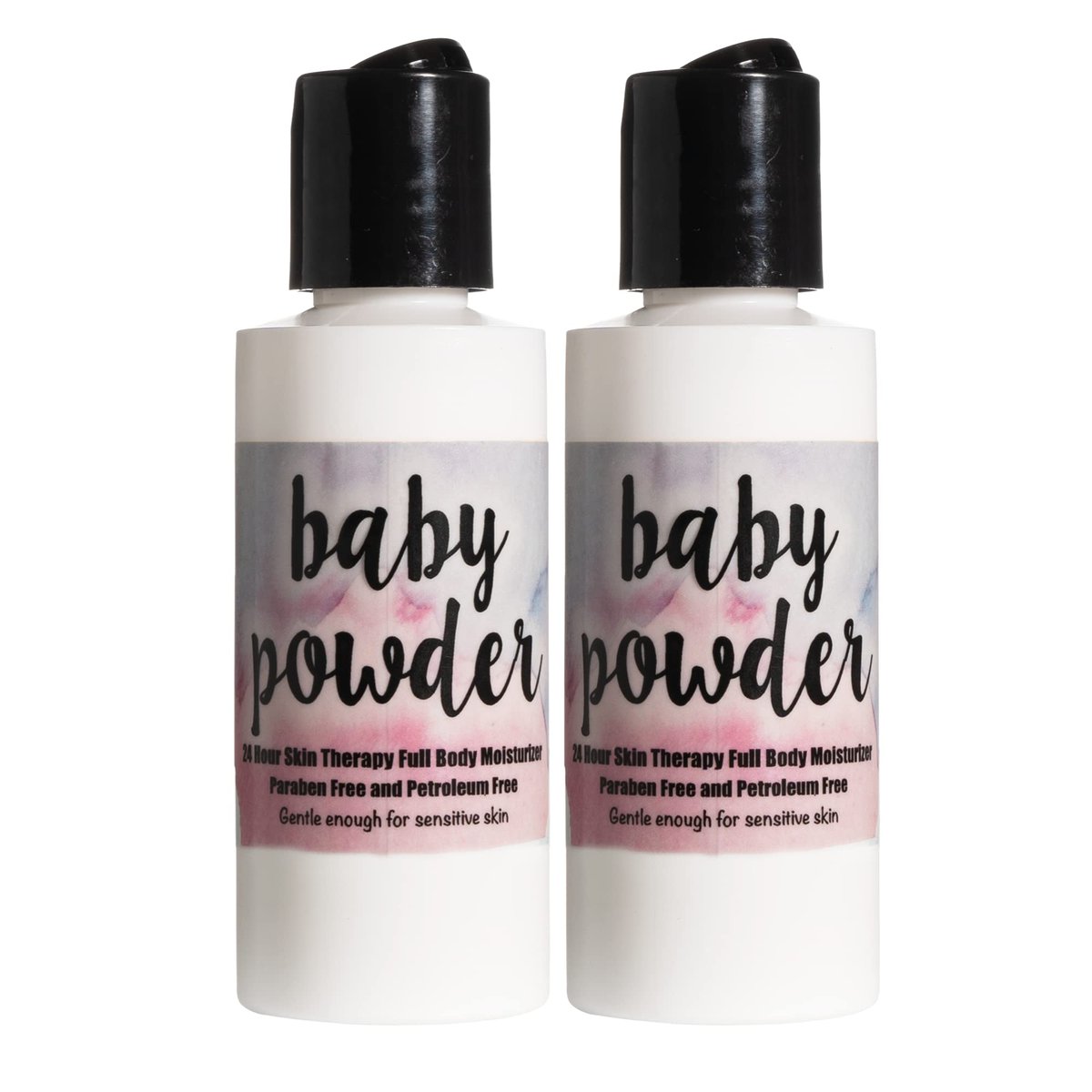 The Lotion Company 24-Stunden-Hautpflegelotion, Ganzkörper-Feuchtigkeitscreme, Reisegröße, Parabenfrei, Hergestellt in USA, Babypuder-Duft, 2er-Pack (2 x 59 ml)