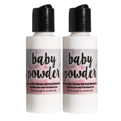 The Lotion Company 24-Stunden-Hautpflegelotion, Ganzkörper-Feuchtigkeitscreme, Reisegröße, Parabenfrei, Hergestellt in USA, Babypuder-Duft, 2er-Pack (2 x 59 ml)