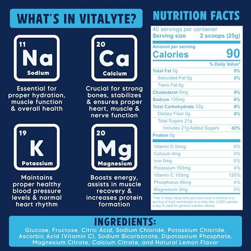 Vitalyte Elektrolyt-Pulver-Drink-Mix - Isotonisches, sauberes Elektrolyt-Hydratationspulver - Ideal für die Erholung nach dem Training, ohne künstliche Farb-, Geschmacks- oder Süßstoffe (35 oz, Cool Citrus)