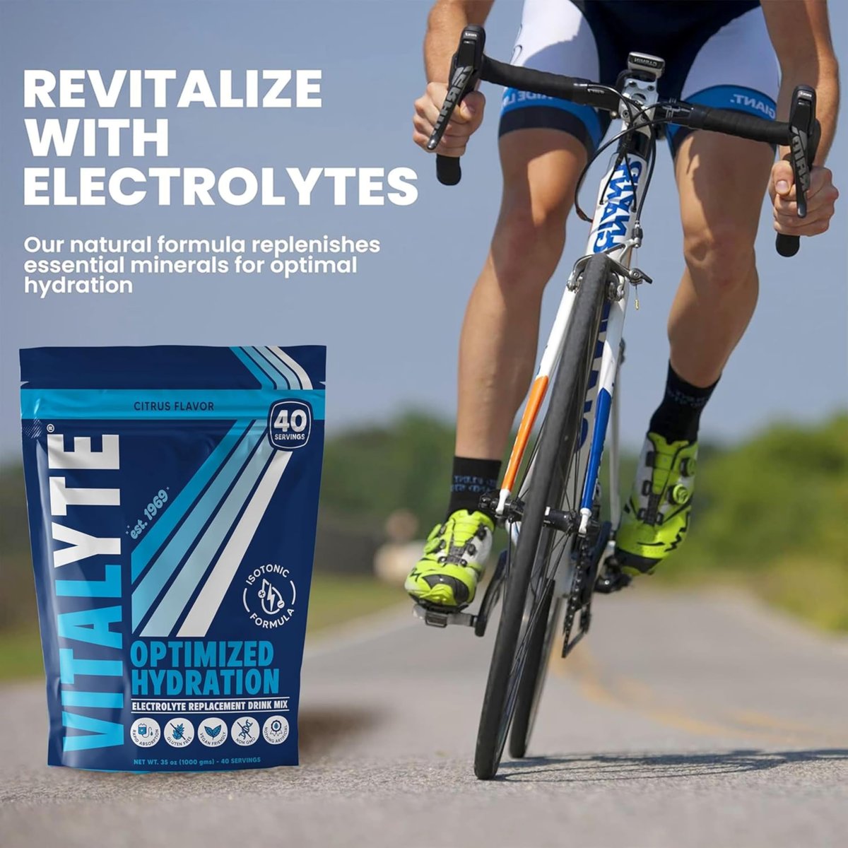 Vitalyte Elektrolyt-Pulver-Drink-Mix - Isotonisches, sauberes Elektrolyt-Hydratationspulver - Ideal für die Erholung nach dem Training, ohne künstliche Farb-, Geschmacks- oder Süßstoffe (35 oz, Cool Citrus)