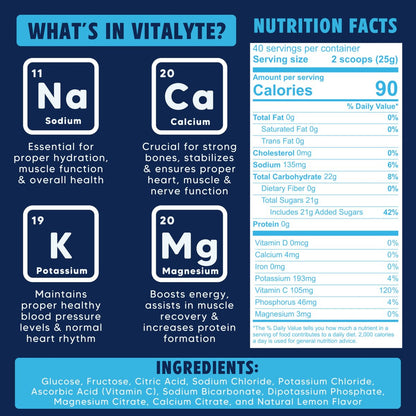 Vitalyte Elektrolyt-Pulver-Drink-Mix - Isotonisches, sauberes Elektrolyt-Hydratationspulver - Ideal für die Erholung nach dem Training, ohne künstliche Farb-, Geschmacks- oder Süßstoffe (35 oz, Cool Citrus)