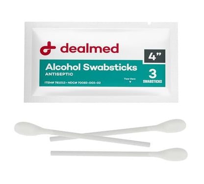Dealmed 4" Alkoholtupfer – einzeln versiegelte Wundreinigungstücher für unterwegs, 3 Tupfer pro Packung, 25 Packungen pro Box (1er-Pack)