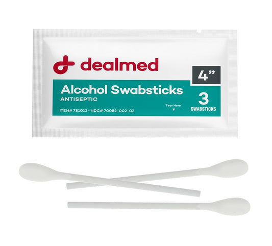 Dealmed 4" Alkoholtupfer – einzeln versiegelte Wundreinigungstücher für unterwegs, 3 Tupfer pro Packung, 25 Packungen pro Box (1er-Pack)