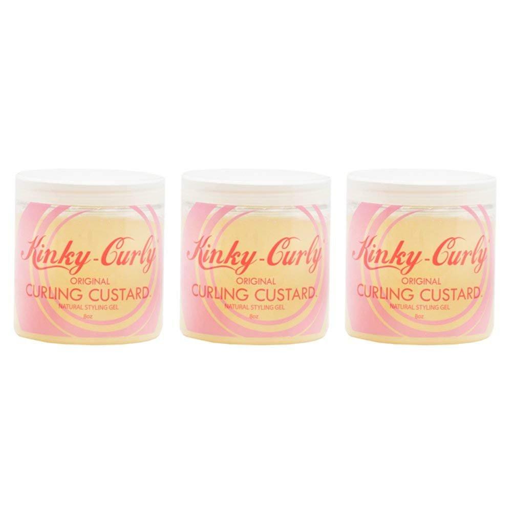 Kinky Curly Original Curling Custard – Natürliches Styling-Gel, 3er-Pack (3 x 8 oz)