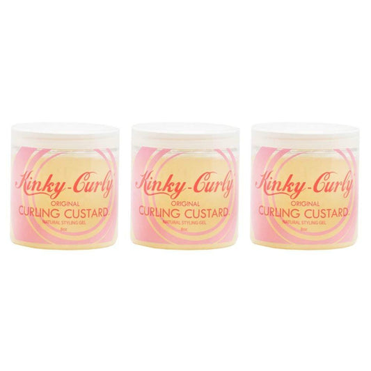 Kinky Curly Original Curling Custard – Natürliches Styling-Gel, 3er-Pack (3 x 8 oz)