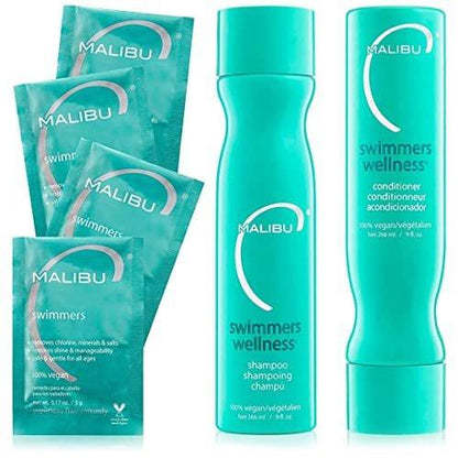 Malibu C Swimmers Wellness Shampoo, Conditioner & Haarmaske Set – 6-teilig, Erwachsene & Kinder, klärend & feuchtigkeitsspendend, schützt vor Chlor & Kupfer