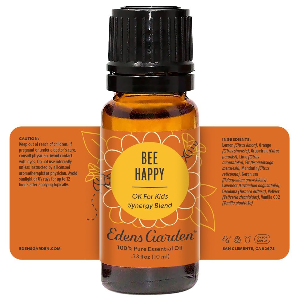 Edens Garden Bee Happy Bio-Ölmischung – 100 % reine, unverdünnte, natürliche, therapeutische Aromatherapie-Mischung für Diffuser, Duftlampen und Luftbefeuchter – 10 ml