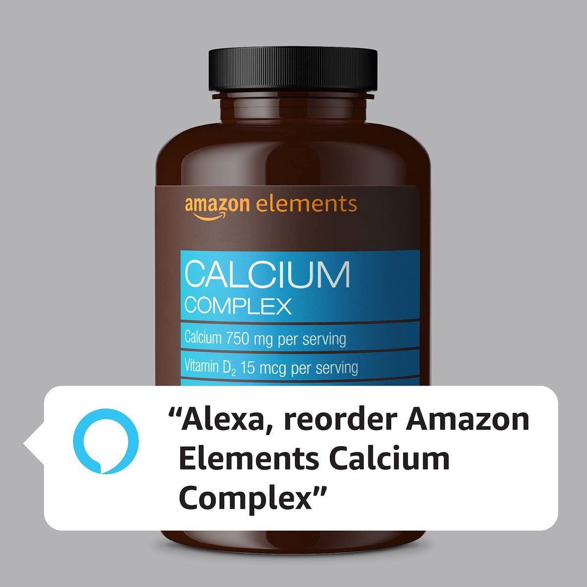 Calcium-Komplex 750 mg mit Vitamin D₂ und Magnesium – Vegan, 195 Kapseln