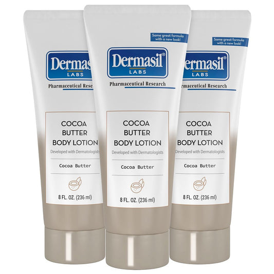 Dermasil Körperlotion mit Kakaobutter, 3er-Pack – 8 oz, nicht fettend, schnell einziehend, süßer Duft