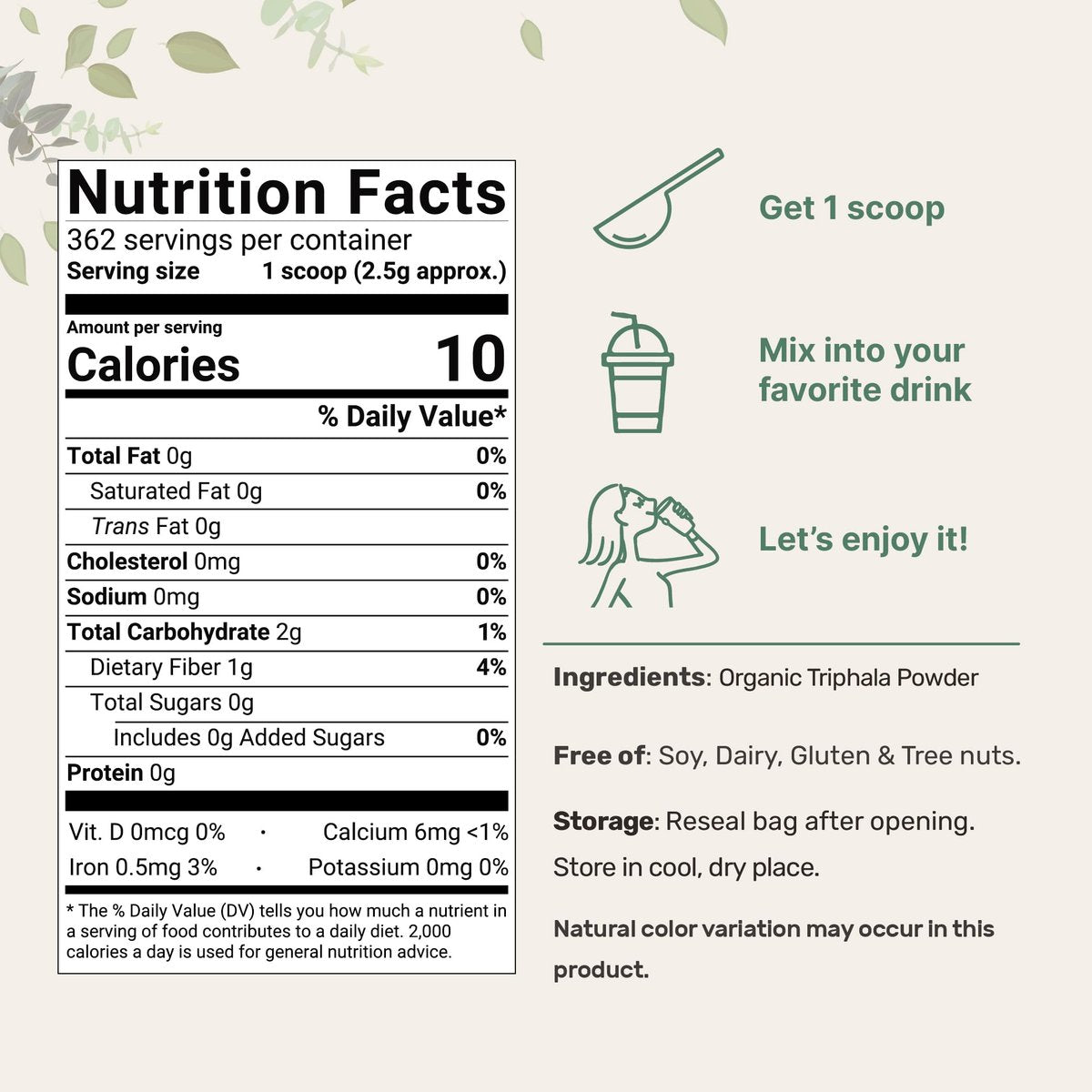 Bio Triphala Pulver, 2 Pfund (Amla + Haritaki + Bibhitaki) | Indien Ursprung, Pflanzliches Adaptogen, Unterstützt Darm & Immunsystem | Vegan, Ohne GVO