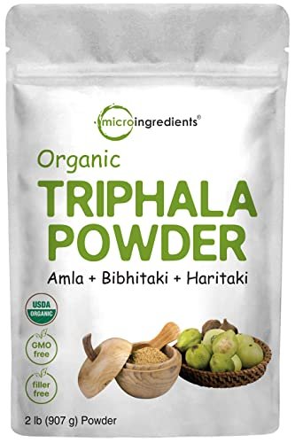 Bio Triphala Pulver, 2 Pfund (Amla + Haritaki + Bibhitaki) | Indien Ursprung, Pflanzliches Adaptogen, Unterstützt Darm & Immunsystem | Vegan, Ohne GVO