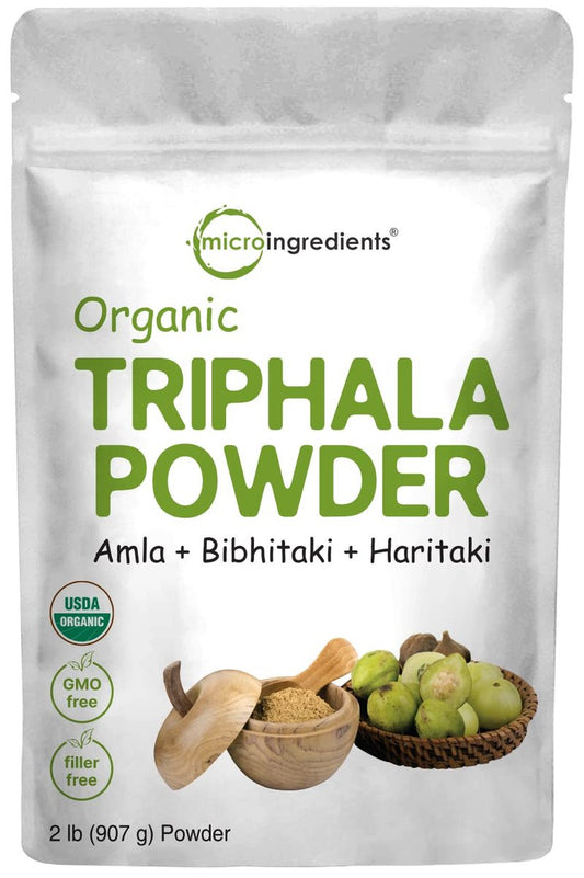 Bio Triphala Pulver, 2 Pfund (Amla + Haritaki + Bibhitaki) | Indien Ursprung, Pflanzliches Adaptogen, Unterstützt Darm & Immunsystem | Vegan, Ohne GVO