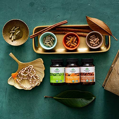 ORGANIC INDIA Ceylon Zimt Kräuterergänzung - Vegan, Glutenfrei, Koscher, USDA Bio, Nicht-GVO - 90 Kapseln