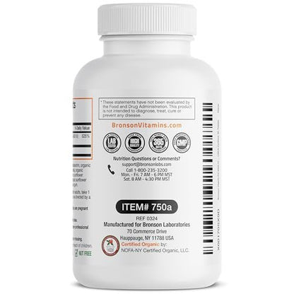 Bronson Vitamin D3 5000 IE Bio-zertifiziertes organisches Vitamin-D-Präparat, Nicht-GVO, USDA-zertifiziert, 90 Tabletten