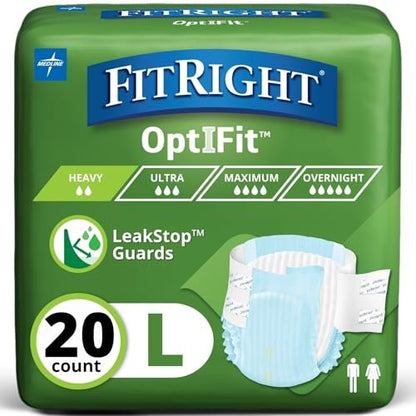 FitRight Erwachsene Inkontinenzslips mit Klebelaschen, starke Saugfähigkeit, Größe Large (122-147 cm), 20 Stück
