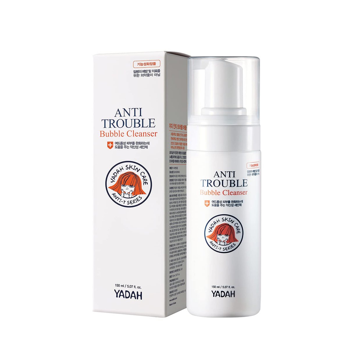 YADAH Anti Trouble Bubble Cleanser 150 ml – Gesichtsreiniger mit Salicylsäure gegen Akne, vegane Hautpflege für empfindliche Haut