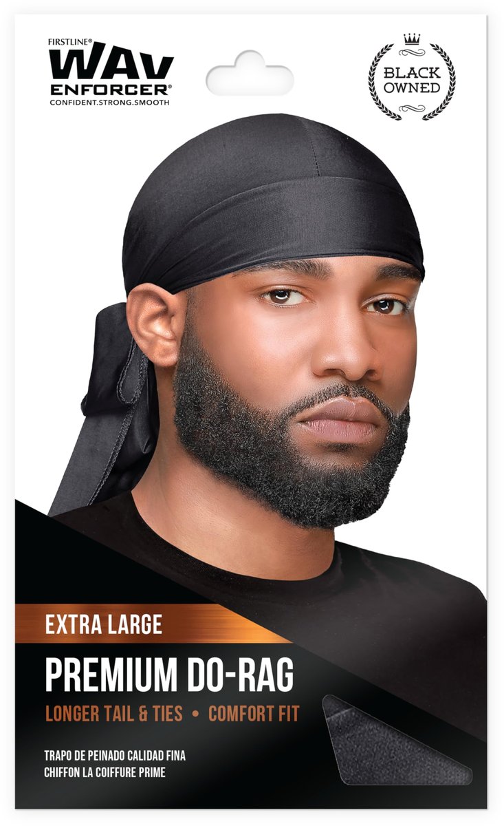 WAV ENFORCER Premium Do-Rag Schwarz – Hochwertiges Haarband für Wellen und Styles