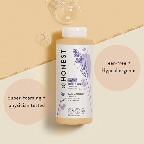 The Honest Company Schaumbad & Baby-Waschschaum, Tränenfrei, Hypoallergen, Natürliche Formel, Lavendel Beruhigender Duft, 355 ml