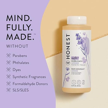 The Honest Company Schaumbad & Baby-Waschschaum, Tränenfrei, Hypoallergen, Natürliche Formel, Lavendel Beruhigender Duft, 355 ml