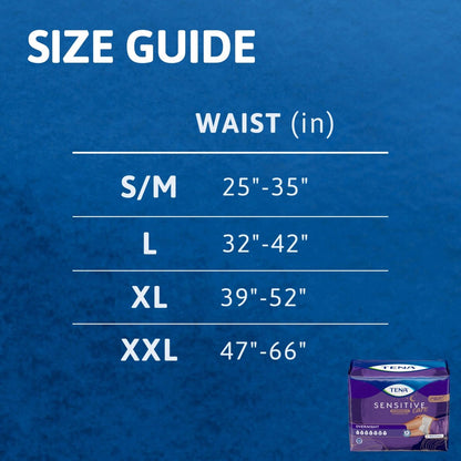 TENA Sensitive Care Overnight Inkontinenz Slip für Damen, Erwachsenenwindeln, X-Large (Taillenumfang 99–132 cm), Besserer Sitz, 14 Stück