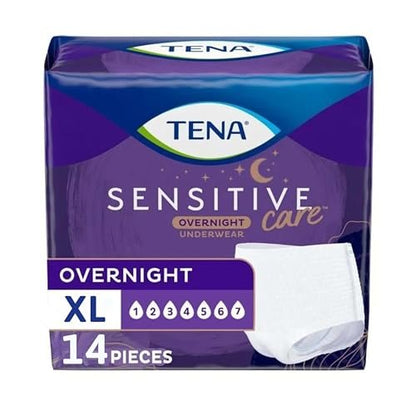 TENA Sensitive Care Overnight Inkontinenz Slip für Damen, Erwachsenenwindeln, X-Large (Taillenumfang 99–132 cm), Besserer Sitz, 14 Stück