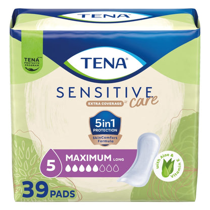 TENA Sensitive Care Maximum Absorbency Inkontinenzvorlagen für Frauen, Blasenkontrolleinlage, lange Länge, 39 Stück