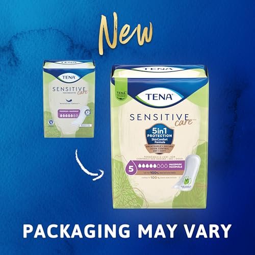 TENA Sensitive Care Maximum Absorbency Inkontinenzvorlagen für Frauen, Blasenkontrolleinlage, lange Länge, 39 Stück