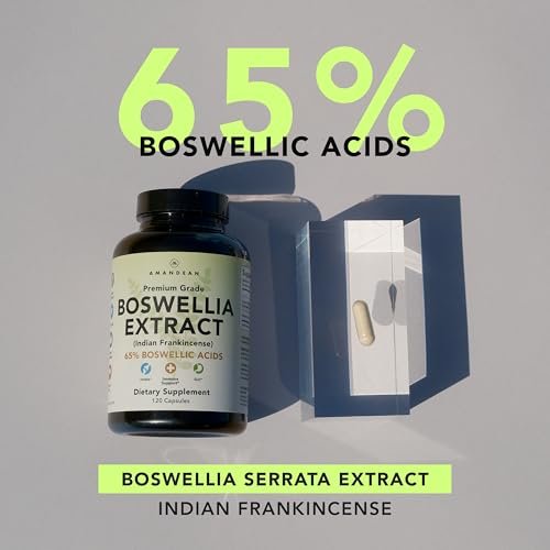 AMANDEAN Boswellia Serrata Extrakt 500mg – 120 vegane Kapseln – 65 % Boswelliasäuren mit AKBA – Indischer Weihrauch – Gelenkunterstützung