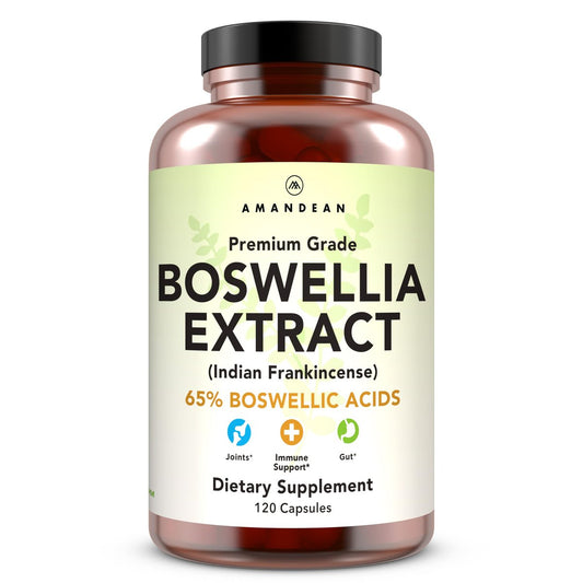 AMANDEAN Boswellia Serrata Extrakt 500mg – 120 vegane Kapseln – 65 % Boswelliasäuren mit AKBA – Indischer Weihrauch – Gelenkunterstützung